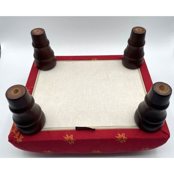 Madura Custom Made Brocade Fabric Padded Foot Stool Red & Gold Accent Piece - Picture 11 of 13